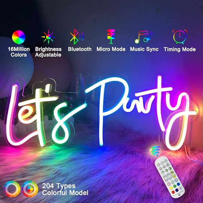 Lets Party Color Changing Neon Sign