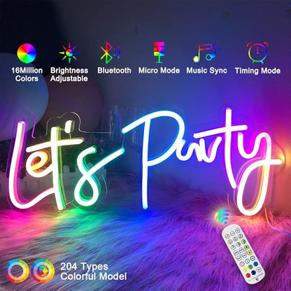 Lets Party Color Changing Neon Sign
